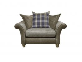 Alexander & James Blake Pillow Back Snuggler Chair upholstered in Satchel Biscotti Leather