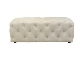 Alexander & James Button Footstool Large Footstool upholstered in Flax Grey fabric