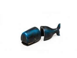 Cast Iron Pair of Whale Bookends Antique Blue