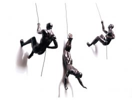 Bronze Climbing Men Trio Sculpture