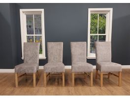 Clearance Long Island Velvet Dining Chairs Set Of 4, upholstered in fabric with a contemporary wooden frame.  