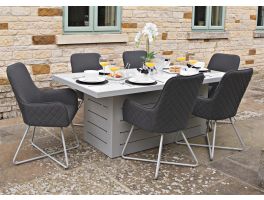 Mambo Santorini Rectangular Grey Garden Dining Table & 6 Chairs Plain Top 
