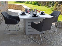 Mambo Santorini Square Grey Garden Dining Table & 4 Chairs Plain Top 