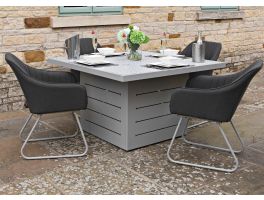 Mambo Santorini Square Grey Garden Dining Table & 4 Chairs Patterned Top 