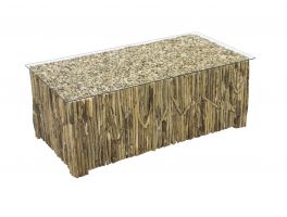 Bluebone Driftwood Rectangular Coffee Table with Glass Top