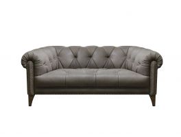 Alexander & James Luisa 2 Seater Sofa upholstered in Soul Chocolate leather with Dark Wood feet