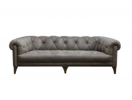 Alexander & James Luisa 3 Seater Sofa furnished in Soul Chocolate leather with Dark Wood feet