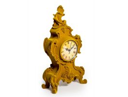 Mustard Yellow Flock Ornate Mantle Clock