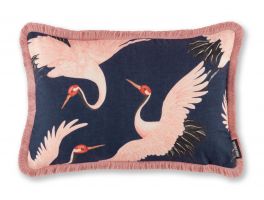 Paloma Home Oriental Birds Navy Feather Filled Cushion