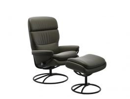 Stressless Rome Adjustable Headrest Original Chair In Paloma Dark Olive
