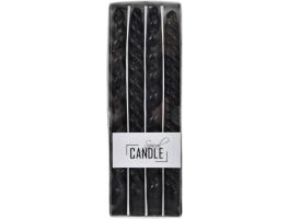 Set of 4 Black Twisted Dinner Candles