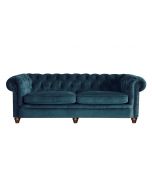 Alexander & James Abraham Junior Grand Sofa upholstered in Plush Velvet Brinjal fabric with Weathered Oak feet