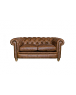 Alexander & James Abraham Junior Small Sofa upholstered in CAL Tan leather with Weathered Oak feet