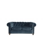 Alexander & James Abraham Junior Small Sofa upholstered in Plush Velvet Brinjal fabric with Weathered Oak feet