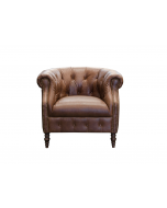 Alexander & James Jude Leather Armchair in Cal Tan leather with Dark Wood feet