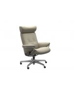 Stressless Berlin Adjustable Headrest Office Chair in Paloma Light Grey