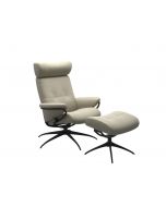 Stressless Berlin Adjustable Headrest Star Chair with Footstool in Paloma Grey