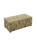 Bluebone Driftwood Rectangular Coffee Table with Glass Top crafted from sustainable materials