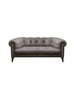 Alexander & James Luisa 2 Seater Sofa upholstered in Soul Chocolate leather with Dark Wood feet