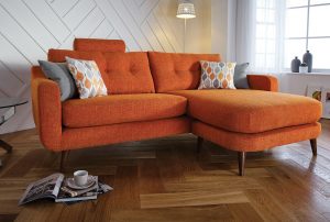 Orange Fabric Chaise Sofa